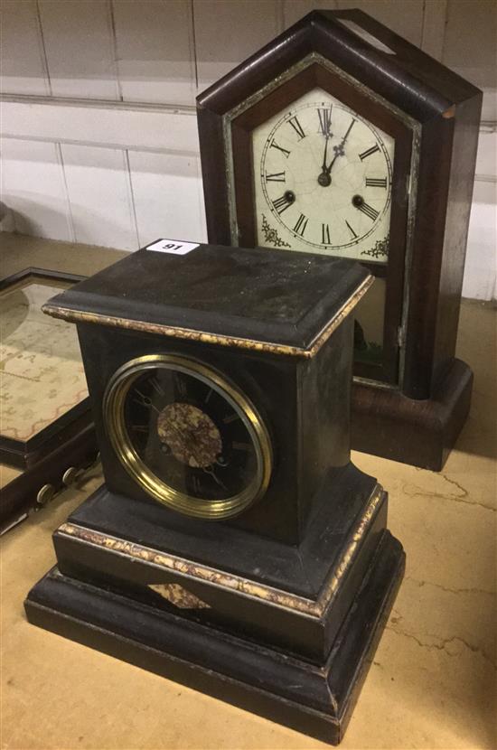 Slate mantel clock & an American mantel clock